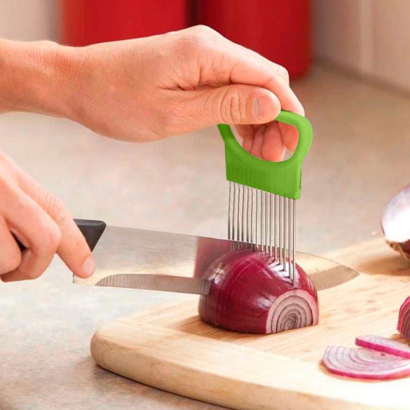 2017 New Shrendders & Slicers Tomato Onion Vegetables Slicer Cutting Aid Holder Guide Slicing Cutter Safe Fork