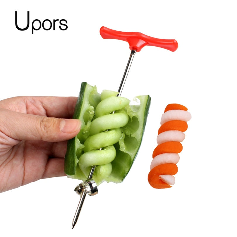 UPORS Vegetables Spiral Knife Carving Tool Potato Carrot Cucumber Salad Chopper Manual Spiral Screw Slicer Cutter Spiralizer