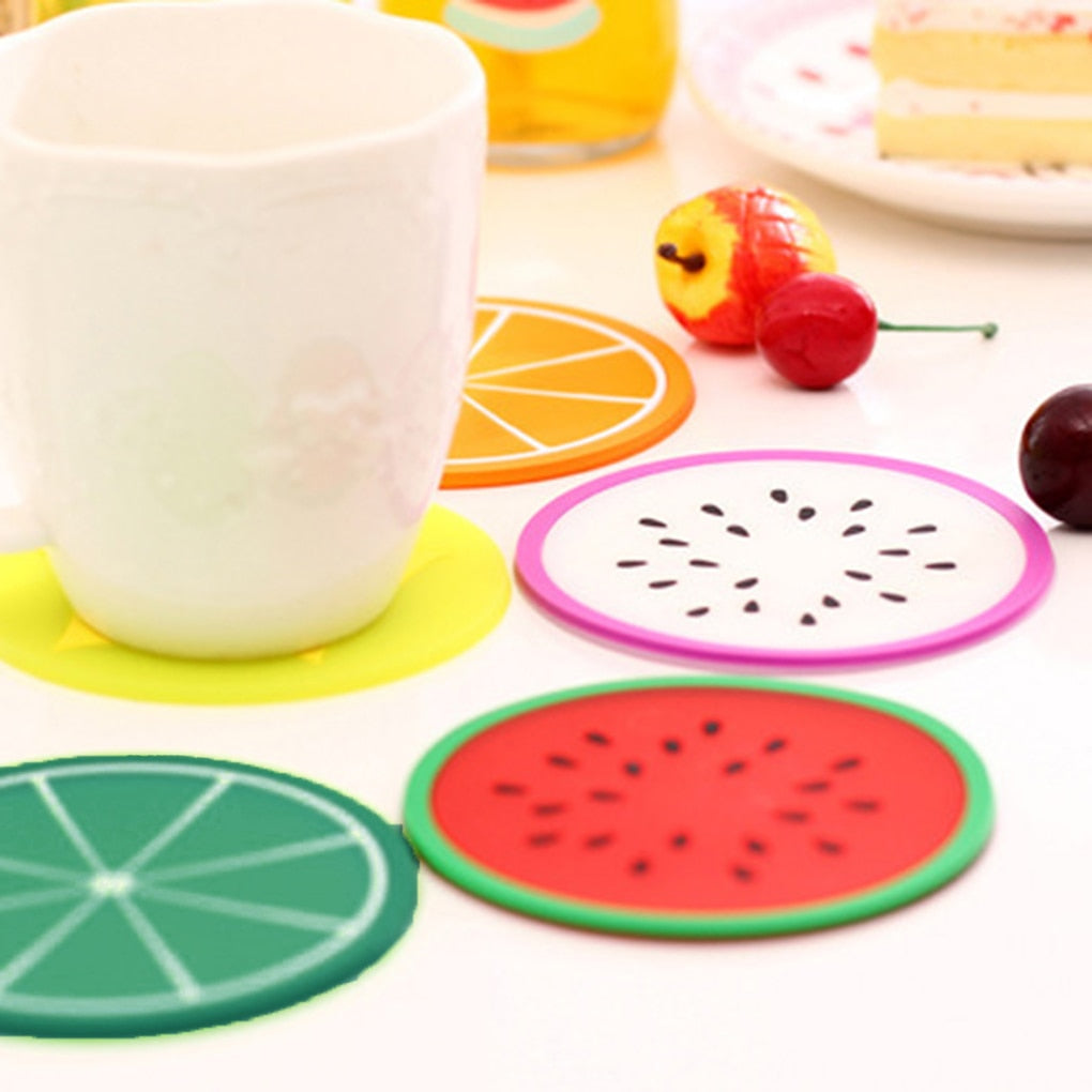 100% Brand new Coaster Fruit Shape Silicone Cup Pad Slip Insulation Pad Cup Mat Pad Hot Drink Holder